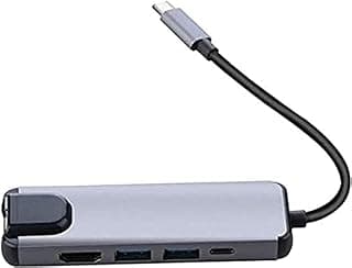 موزع USB نوع سي 5 في 1 محول HDMI الى جيجابت ايثرنت ار جيه 45 لان لماك بوك برو منفذ شاحن ثاندربولت