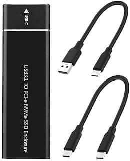 NVME M.2 to Type-C USB3.1 10Gbps Aluminum External Solid State Drive Adapter Enclosure for 2280 2260 2242 2230 PCI-E M2 M-Key SSD, USB Type C Converter Case
