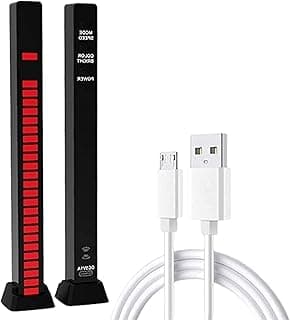 اضواء بيك اب ايقاعية LED تعمل بالصوت ضوء موسيقى محيطي 32 بت بتحكم مع مستوى الصوت وطيف RGB لسطح المكتب والمنزل والحفلات والسيارة والالعاب والتلفزيون والديكور من اف جي دي جيه تي واي أسود