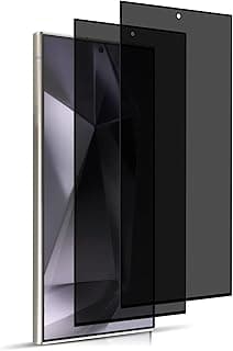 واقي شاشة خصوصية متوافق مع سامسونج Galaxy S24 Ultra، [قطعتين][صلابة 9H][مضاد للخدش][يدعم البصمة] فيلم زجاج مقوى مضاد للتجسس لهاتف سامسونج Galaxy S24 Ultra