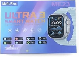 ساعة ذكية ME23 Ultra 3 – شاشة كاملة 2.20 مم – قياس النبض وضغط الدم – مكالمات – رياضات متعددة – 7 أحزمة إضافية (فضي)