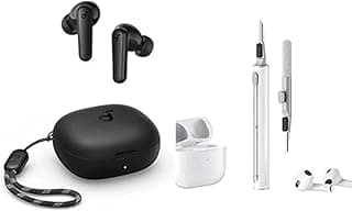 باقة أساسيات سماعات الأذن (سماعات Soundcore R50i لاسلكية حقيقية بمحركات 10 مم وباس قوي، بلوتوث 5.3، 30 ساعة تشغيل + طقم تنظيف LENOK لسماعات AirPods)