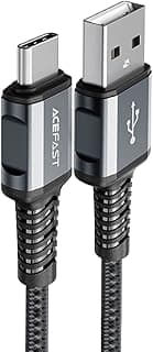 كابل C1-04 - من USB-A إلى USB-C، شحن سريع ونقل بيانات (3A - 1.2 متر)، خليط ألومنيوم، متوافق مع سامسونج، هواوي، شاومي، اوبو، إلخ - رمادي غامق