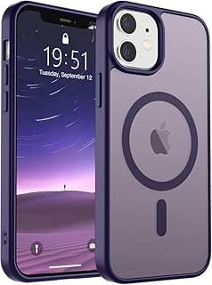 جراب vnnink لهاتف iPhone 12 و iPhone 12 Pro، مغناطيسي، مطفي، حماية من السقوط بمعايير عسكرية، غطاء شفاف، نحيف، متين، مقاوم للصدمات (عنابي)
