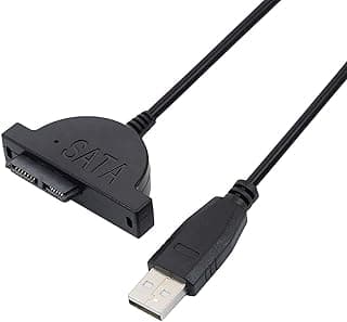 كابل محول USB 2.0 إلى SATA II (7+6) 13 Pin Slimline، محول USB إلى Mini SATA لمحرك أقراص CD/DVD للابتوب (أسود)(ADP-0127)