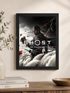لوحة حائط خشبية مودرن مطفية، مقاس 21 × 29.7 سم، مع زجاج فاخر لديكور الغرفة والمكتب - [Ghost Of Tsushima] بواسطة Celicia