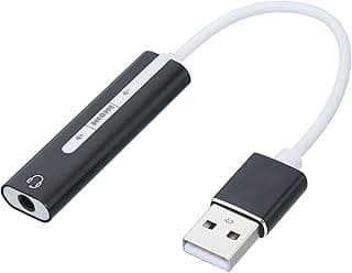 محول كارت صوت USB إلى 3.5 مم يدعم HI-FI 7.1 قناة (أسود)