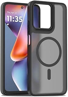 جراب لهاتف Motorola Edge 60 Pro 5G، ظهر مطفي، مقاوم للصدمات، مصنوع من مادة هجينة TPU وبولي كربونات (أسود)