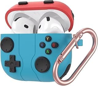 Fekra Compatible with AirPods 4 (2024), Soft Silicone Full Protective Cover for Apple AirPods 4 Case with Keychain, Compatible with AirPods 4th Generation Case for Women Men (Gaming Blue * Red)