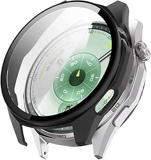 Case Compatible with Huawei Watch GT6 46mm, PC + Screen Film, Scratch-Resistant, All-Inclusive Protective Case Compatible with Huawei Watch GT 6 46mm (Black)