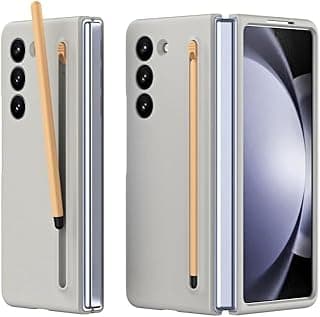 جراب سيليكون فاخر للأعمال لهاتف سامسونج Galaxy Z Fold 6 مرن، مكان مخصص للقلم، مضاد للصدمات (رمادي داكن)