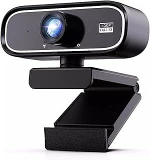 Q5 Webcam 1080P Full HD USB Webcam with Microphone, Ultra Wide Angle Lens & Auto Light Correction for Zoom, Skype, Teams, Streaming, Video Calls & Remote Work