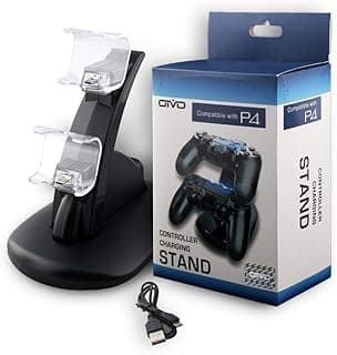 قاعدة شحن مزدوجة بمنفذ USB لذراع تحكم بلايستيشن 4 PS4