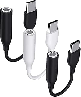 3 قطع من محول مقبس سماعة الرأس USB C إلى 3.5 ملم موصل نوع لسامسونج جالاكسي أسود