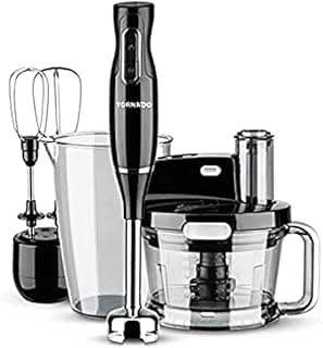 هاند بلندر 1000 وات مع محضرة طعام ومضرب بيض، أسود THB-1000MK