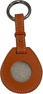 AiirTag Secure Leather Case with Key Ring - Orange