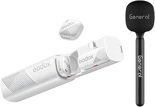 Godox Cube-S Wireless Lavalier Microphone for Android USB-C, 2-Person 2.4GHz, 984ft Range, AI Noise Reduction, Charging Case, White + FREE General Handheld Adapter
