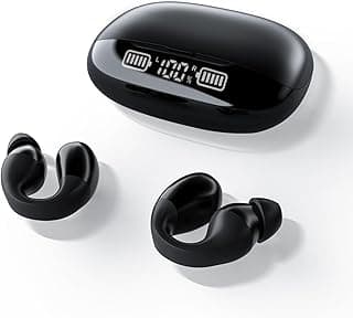 Ear clip headphone open ear headphones,wireless bluetooth earbuds, earbud & in-ear, wireless sport earbuds, Bluetooth 5.3 Clip-on earphones, 30 Hours Playtime with Case, Workout Headphones (black)