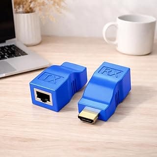موسع HDMI إلى RJ45 من QUEST عبر كابل Cat5e/Cat6، محول شبكة إيثرنت HDMI دقة 1080p مكرر حتى 30 متر/98 قدم لشاشات HDTV، HDPC، PS4، STB وأجهزة العرض