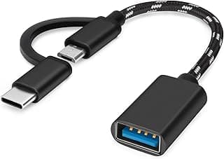 محول USB C/Micro USB إلى USB، محول Micro USB/USB-C إلى USB 3.0، كابل محول OTG متوافق مع ماك بوك، هواتف اندرويد والمزيد، أسود
