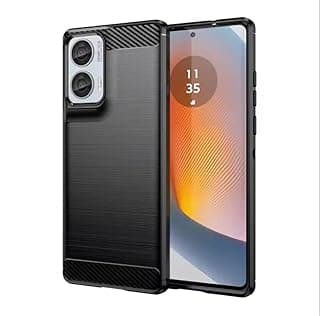 جراب TPU كاربون فايبر مضاد للبصمات ومضاد للصدمات لهواتف موتورولا G85 / موتورولا Edge 50 Fusion (أسود)
