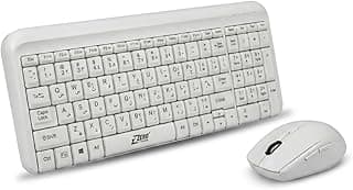طقم كيبورد وماوس لاسلكي نحيف ZR-8608 للأعمال - تصميم مريح لون أبيض للعمل والمكتب
