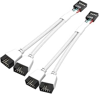 موزع راس USB 2.0 بـ9 دبابيس للوحة الام USB 2.0 بـ9 دبابيس، مقسم راس USB2.0 للوحة الام الداخلية للكمبيوتر (ابيض مضفر)