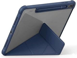 جراب سامسونج جالاكسي Tab S10 Lite / S10 FE / S9 FE / S9، مع مكان للقلم، ظهر شفاف PC، غطاء ثلاثي الطي (كحلي)