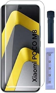واقي شاشة من Dl3 Mobilak لهاتف شاومي Poco M8 [زجاج مقسى سائل UV] لاصق كامل للشاشة [لمس حساس] [متوافق مع مستشعر البصمة] شفاف HD