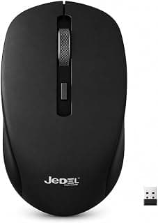 ماوس لاسلكي JeDEL WD156 – ماوس بلوتوث و 2.4GHz قابل للشحن، مستشعر بصري 1600 DPI، ماوس مريح بـ 4 أزرار (أسود)