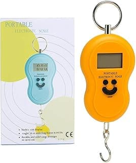 Digital Luggage Scale Portable Hanging 50kg Weight Electronic Travel Scale With Hook LCD Display Backlit Handheld Baggage Weighing Tool For Suitcase Home Use (Orange)