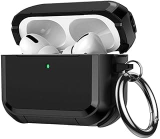 for AirPods Pro 1/2 Case Cover, Military TPU Full Body Protective Case Shockproof for Apple AirPod Pro 2nd/1st Generation Wireless Charging Case with Carabiner Designed (Black)