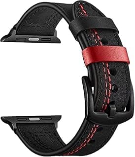 استيك ساعة جلد لساعة ابل Apple Watch Series 6/5/4/SE/3/2/1 - اسود