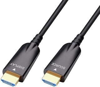 كابل HDMI ألياف ضوئية 50 متر 4K 60Hz 1080p الترا اتش دي فيديو 3D HDCP CEC عالي السرعة (164 قدم، أسود)
