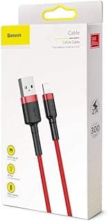كابل Baseus Lightning USB لشحن ابل iPhone 12 Pro Max / 11 Pro Max / Xs Max / X / XR / SE 2nd / 7 / 8 / 6 / 7 Plus / 8 Plus / 6s Plus / 5s سريع 2A - 3 متر - احمر