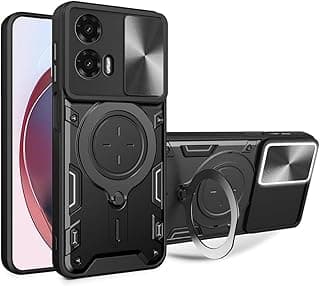 جراب حماية لهاتف موتورولا Moto Edge 50 Fusion، جراب خلفي مضاد للصدمات مع غطاء منزلق للكاميرا وحلقة مسند مدمجة