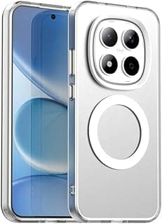جراب موبايل مغناطيسي متوافق مع REDMI NOTE 15 PRO، يدعم الشحن اللاسلكي، مضاد للصدمات - أبيض