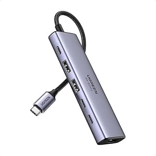 محول 6 في 1 USB-C، يدعم HDMI، عدد 2 USB 3.2، منفذ USB-C، رمادي 35999