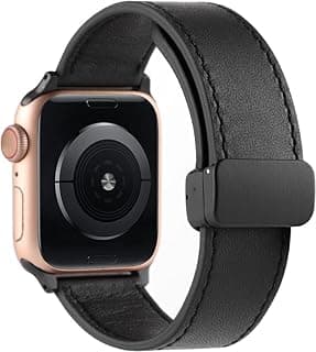 V VOLT Leather Band Compatible with Apple Watch Ultra 38mm/40mm/41mm, Genuine Leather Strap with Magnetic Clasp Design for iWatch Series 7 6 5 4 3 2 1 for Men Women