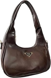 Women's Hobo Handbag, Dark Brown, Soft Leather, Gold Buckle