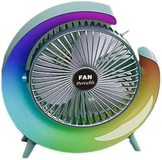 Portable Mini Desk Fan Multicolor LED Colorful Light - Modern Silent Electric Cooling Fan with Adjustable Speed, Perfect for Office, Bedroom, Travel and Car