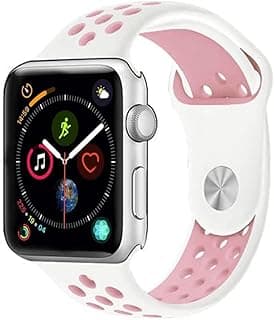 for Apple Watch Band 49mm 45mm 44mm 42mm Soft Silicone Sport Band Replacement Wrist Strap Compatible with iWatch Series ultra/8/7/SE/6/5/4/3/2/1,Nike+,Sport,Edition (white pink)