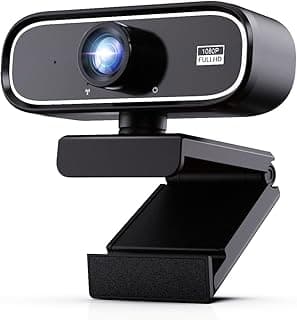 كاميرا ويب 1080P Full HD بدقة 2 ميجابكسل وعدسة واسعة الزاوية مع ضبط تلقائي للإضاءة، ميكروفون مدمج بعيد المدى لبرامج زووم، سكايب، اجتماعات الويب، مكالمات الفيديو، العمل عن بعد، إلخ