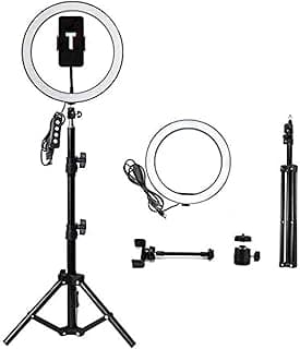 Selfie Ring Light 33cm with Adjustable Tripod, Dimmable LED Light, 33 Lighting Modes, 10 Brightness Levels, for Live Streaming, Makeup, Photography