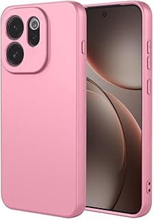 Soft Silicone Case Shockproof Cover Compatible with OPPO Reno 15F Silicone Gel Case Matte Finish with Cloth Inner Lining (Pink)