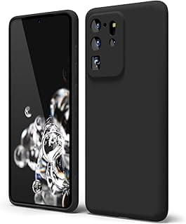 Silicone Case Compatible with Samsung Galaxy S20 Ultra Soft Silicone Gel Rubber Shockproof Cover Matte Finish with Cloth Inner Lining (Black)