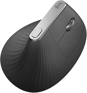 MX Vertical Ergonomic Wireless Mouse, Multi Device, Bluetooth or 2.4GHz Wireless with USB Unifying Receiver, Graphite Black