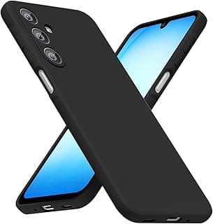 for Samsung Galaxy A17 5G Phone Case Silicone, Minimalist Ultra Thin Slim Soft Rubber Gel Solid Color Matte TPU Cute Case for Women Men, Girly Plain Aesthetic Design & Camera Cover, Black