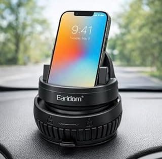 Erldom EH331 Car Phone Holder, 360° Rotating Suction Cup Holder for Car Dashboard and Windshield, Adjustable Center Console Phone Holder, Universal Smartphone Holder Compatible with All Phones
