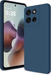 جراب Lion Store لموتورولا Moto G56، جراب سيليكون ناعم مع حماية مطورة للكاميرا، جراب نحيف مضاد للصدمات مع بطانة داخلية من المايكروفايبر (أزرق)